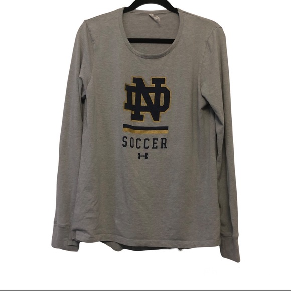 Under Armour Tops - Under Armour HeatGear Gray University of Notre Dame Soccer Long Sleeve Shirt